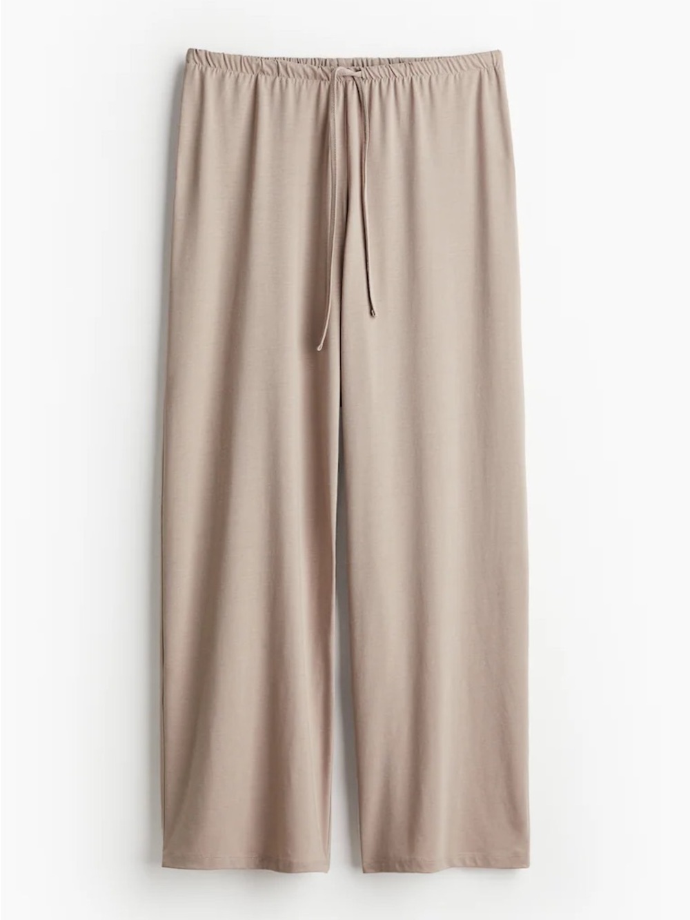 H&M satin pants high rise elastic waistband adjustable drawstring beige wide